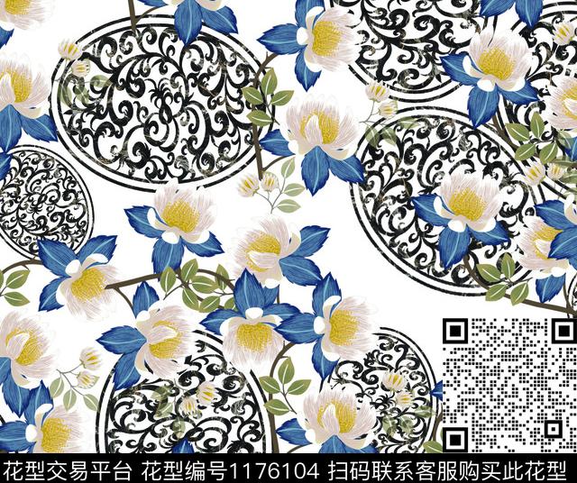 222.jpg - 1176104 - 数码花型 花卉 大牌风 - 数码印花花型 － 女装花型设计 － 瓦栏