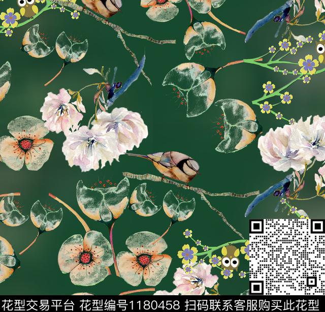 226-1.jpg - 1180458 - 数码花型 花卉 大牌风 - 数码印花花型 － 女装花型设计 － 瓦栏