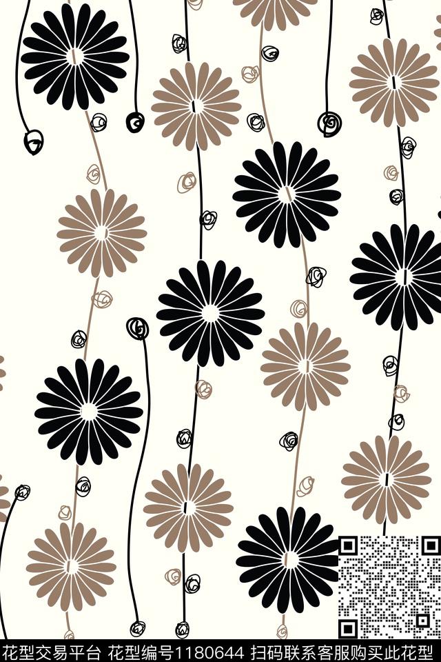 2019012BBB011.jpg - 1180644 - 文艺 花卉 素雅 - 数码印花花型 － 女装花型设计 － 瓦栏