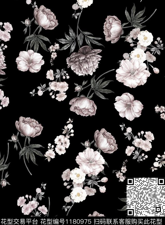 1046.jpg - 1180975 - 花卉 手绘大花 手绘花卉 - 传统印花花型 － 女装花型设计 － 瓦栏