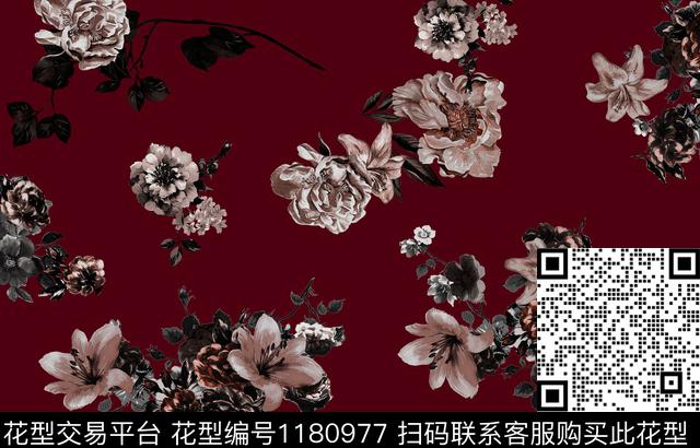 1049.jpg - 1180977 - 花卉 手绘大花 手绘花卉 - 传统印花花型 － 女装花型设计 － 瓦栏
