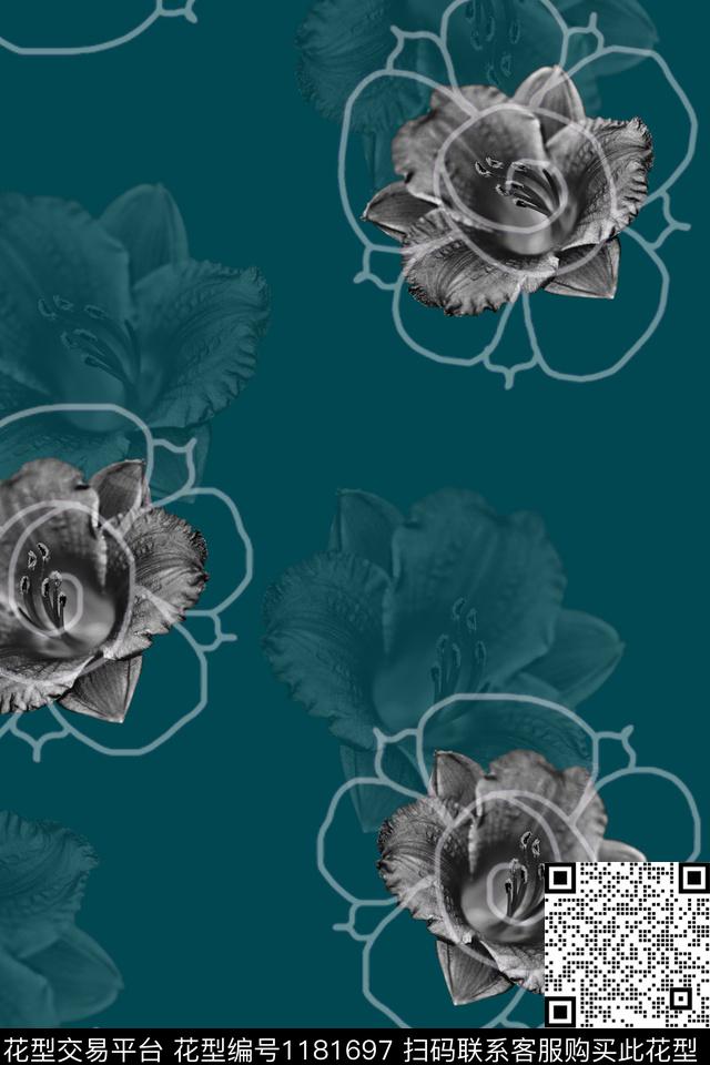 pj213-1.jpg - 1181697 - 春夏花型 数码花型 花卉 - 数码印花花型 － 女装花型设计 － 瓦栏