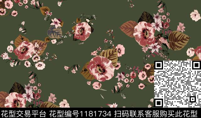 1054.jpg - 1181734 - 花卉 传统花型 手绘大花 - 传统印花花型 － 女装花型设计 － 瓦栏