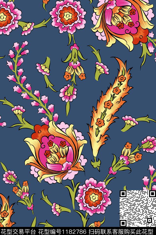 110.jpg - 1182786 - 大牌风 印花 传统花型 - 传统印花花型 － 女装花型设计 － 瓦栏