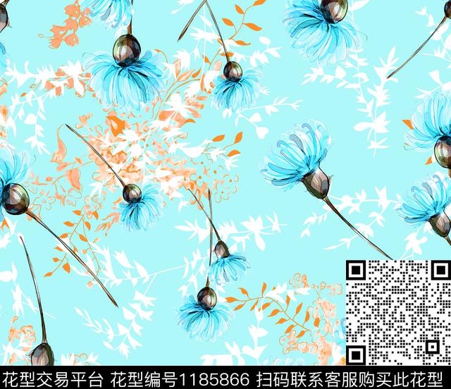 57-1.jpg - 1185866 - 数码花型 几何 花卉 - 传统印花花型 － 女装花型设计 － 瓦栏