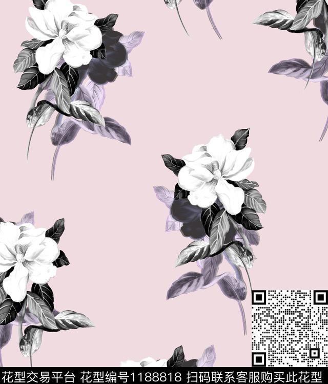 25-粉.jpg - 1188818 - 数码花型 花卉 大牌风 - 数码印花花型 － 女装花型设计 － 瓦栏