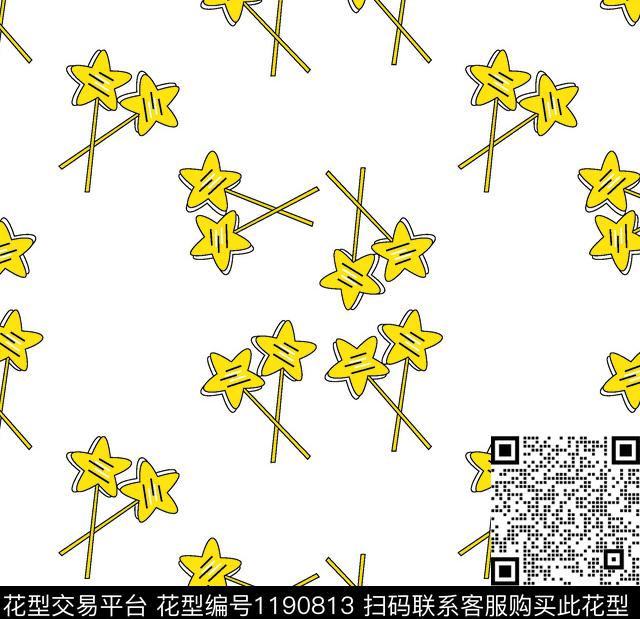 魔法棒.jpg - 1190813 - 童装 趣味 星星 - 传统印花花型 － 童装花型设计 － 瓦栏