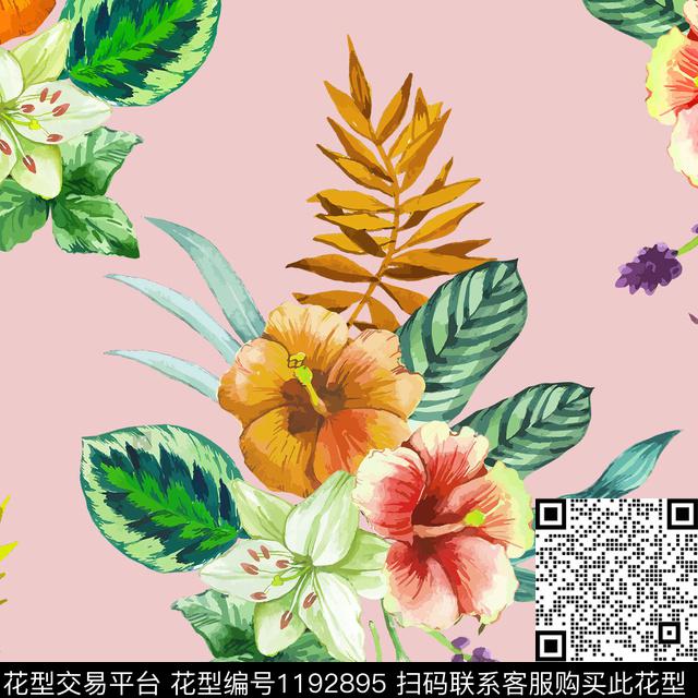 zb2.jpg - 1192895 - 时尚 春夏花型 水彩花卉 - 数码印花花型 － 女装花型设计 － 瓦栏