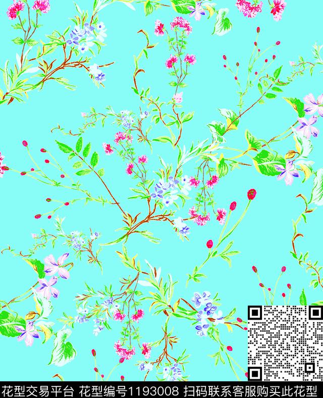 190401.jpg - 1193008 - 绿植树叶 花卉 大牌风 - 传统印花花型 － 女装花型设计 － 瓦栏