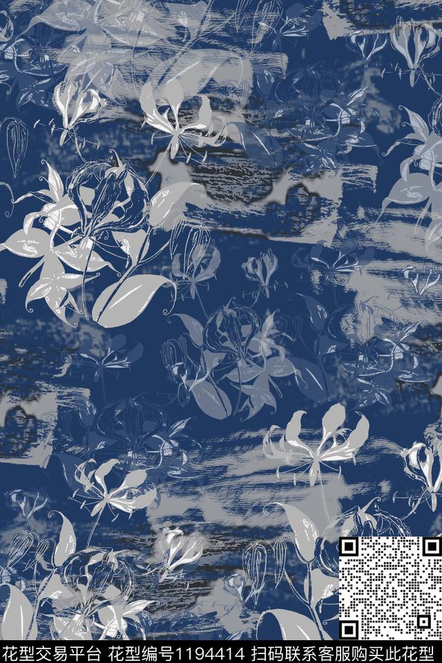 190216-青蓝雅韵-5-00.jpg - 1194414 - 青蓝雅韵系列 抽象 迷彩图案 - 数码印花花型 － 女装花型设计 － 瓦栏