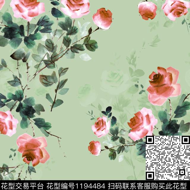 HY1-022C.jpg - 1194484 - 水彩 手绘 花卉 - 数码印花花型 － 女装花型设计 － 瓦栏