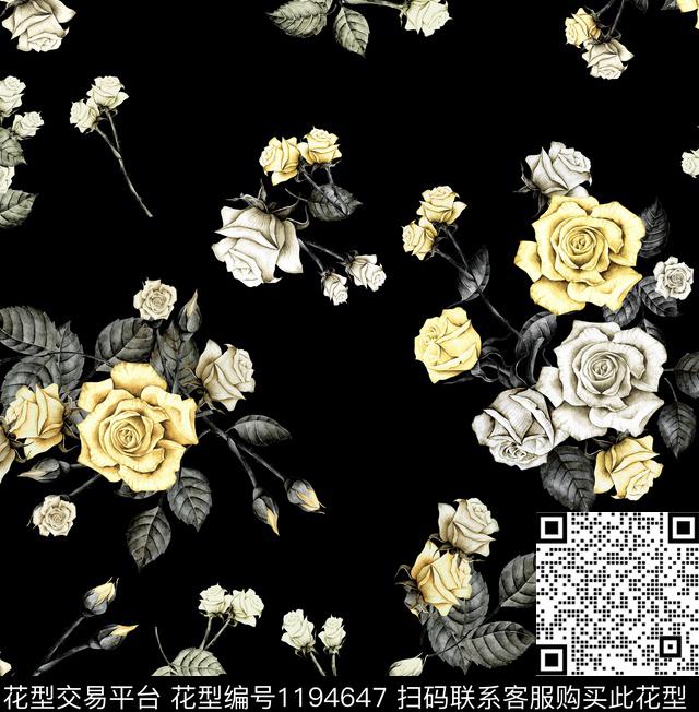 1167.jpg - 1194647 - 水彩花卉 花卉 传统花型 - 传统印花花型 － 女装花型设计 － 瓦栏