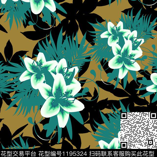 150601-03.jpg - 1195324 - 绿植树叶 数码花型 花卉 - 数码印花花型 － 女装花型设计 － 瓦栏
