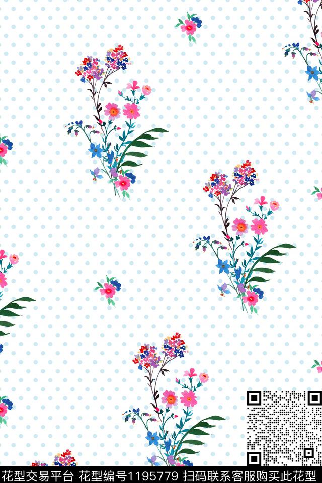 花团锦簇.jpg - 1195779 - 小碎花 水彩花卉 波点 - 数码印花花型 － 女装花型设计 － 瓦栏