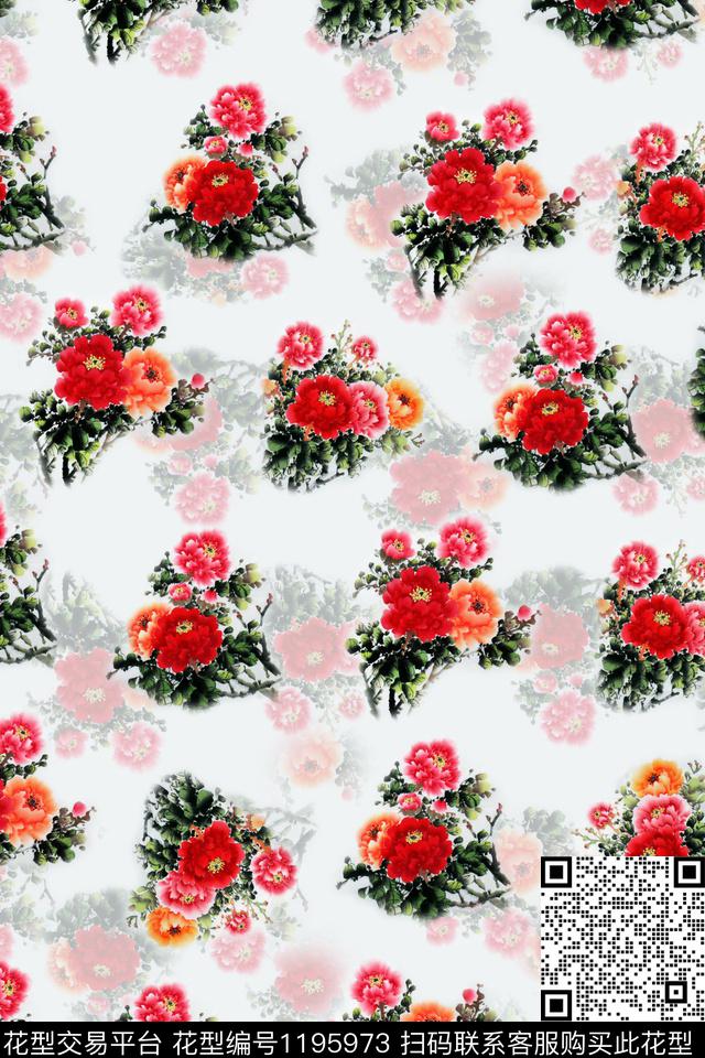 XH8-039.jpg - 1195973 - 数码花型 印花 旗袍 - 数码印花花型 － 女装花型设计 － 瓦栏