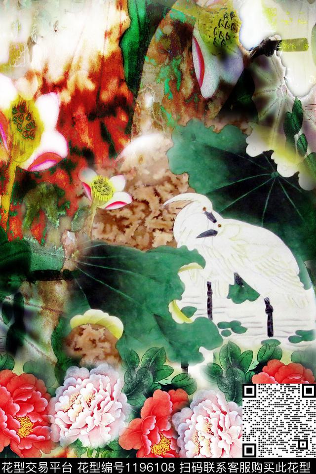 XH8-050.jpg - 1196108 - 女装 手绘花鸟 花鸟印花 - 数码印花花型 － 女装花型设计 － 瓦栏