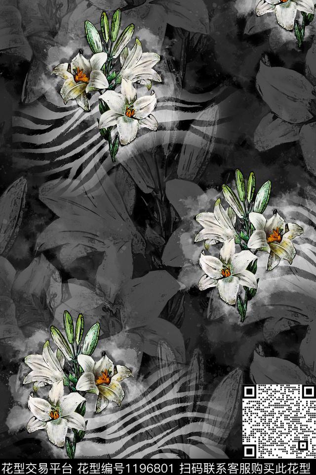 N1I-0B0101.jpg - 1196801 - 女装 花卉 满版散花 - 数码印花花型 － 女装花型设计 － 瓦栏
