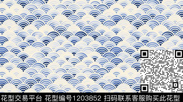 B确.jpg - 1203852 - 海浪 窗帘 几何 - 传统印花花型 － 窗帘花型设计 － 瓦栏