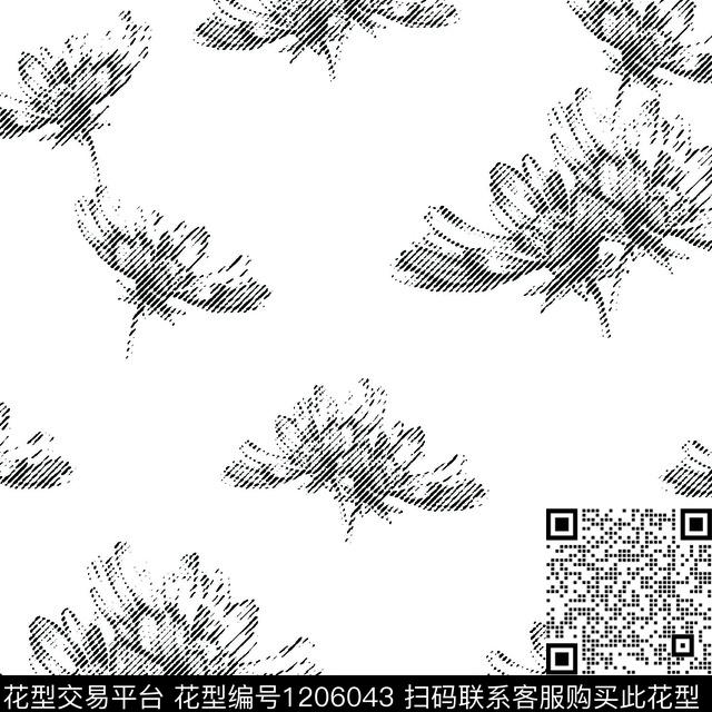 137.jpg - 1206043 - 大牌风 线条花卉 烂花花型 - 传统印花花型 － 男装花型设计 － 瓦栏