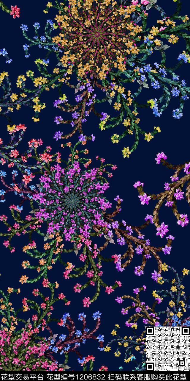 02.jpg - 1206832 - 绿植树叶 数码花型 花卉 - 数码印花花型 － 女装花型设计 － 瓦栏