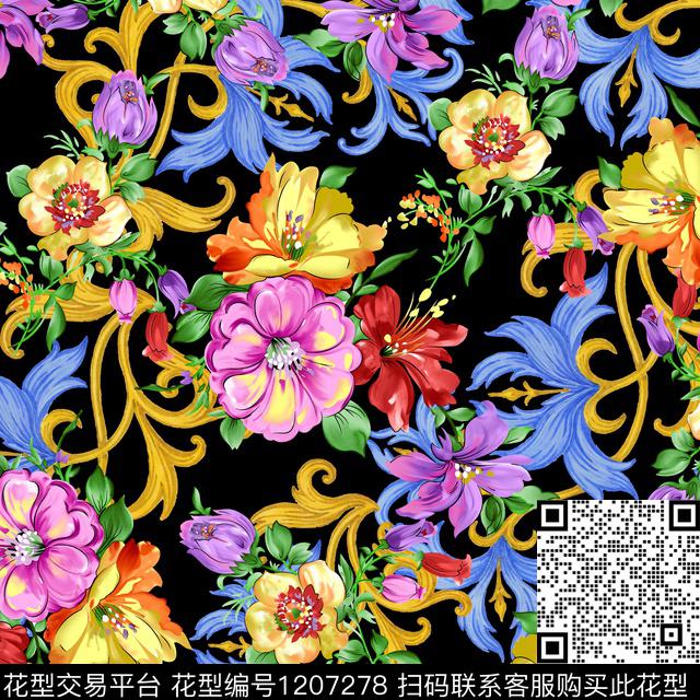 shy25.jpg - 1207278 - 女装 数码花型 花卉 - 数码印花花型 － 女装花型设计 － 瓦栏