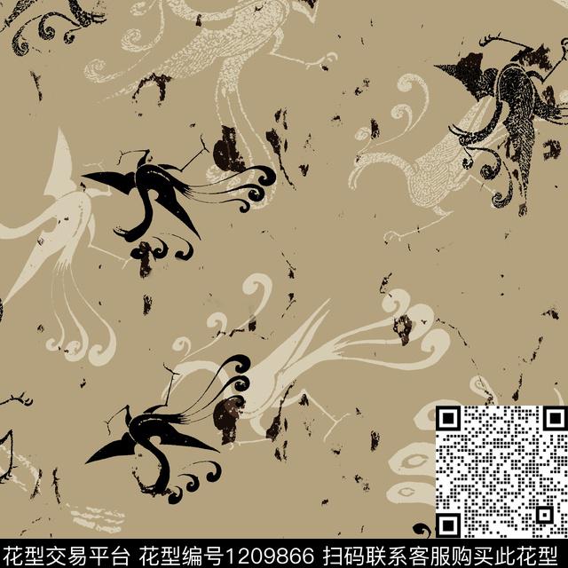w006b.jpg - 1209866 - 女装 中老年 中国 - 传统印花花型 － 女装花型设计 － 瓦栏