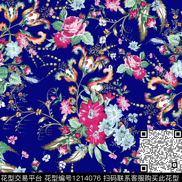 shy35.jpg - 1214076 - 古典花纹 女装 花卉 - 数码印花花型 － 女装花型设计 － 瓦栏