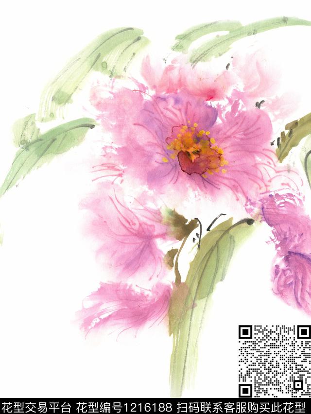 紫色花朵.jpg - 1216188 - 手绘 花卉 植物 - 数码印花花型 － 女装花型设计 － 瓦栏