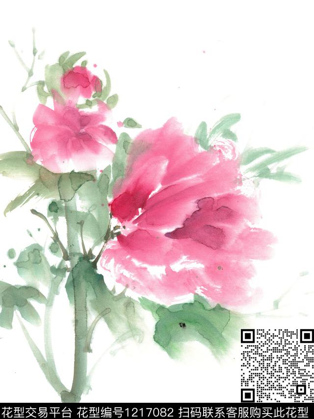 粉红色花卉.jpg - 1217082 - 手绘 花卉 植物 - 数码印花花型 － 女装花型设计 － 瓦栏