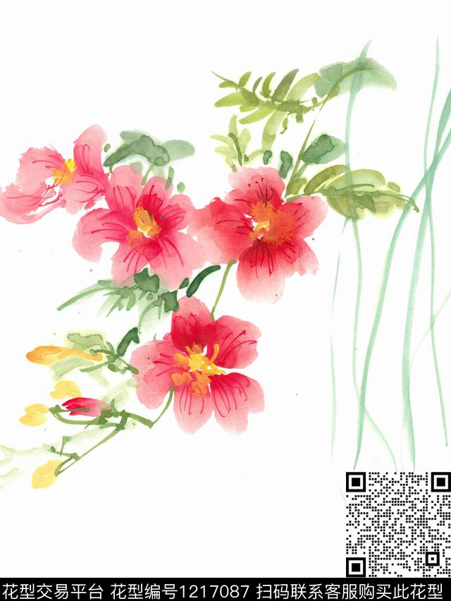 春天的花朵.jpg - 1217087 - 手绘 花卉 植物 - 数码印花花型 － 女装花型设计 － 瓦栏