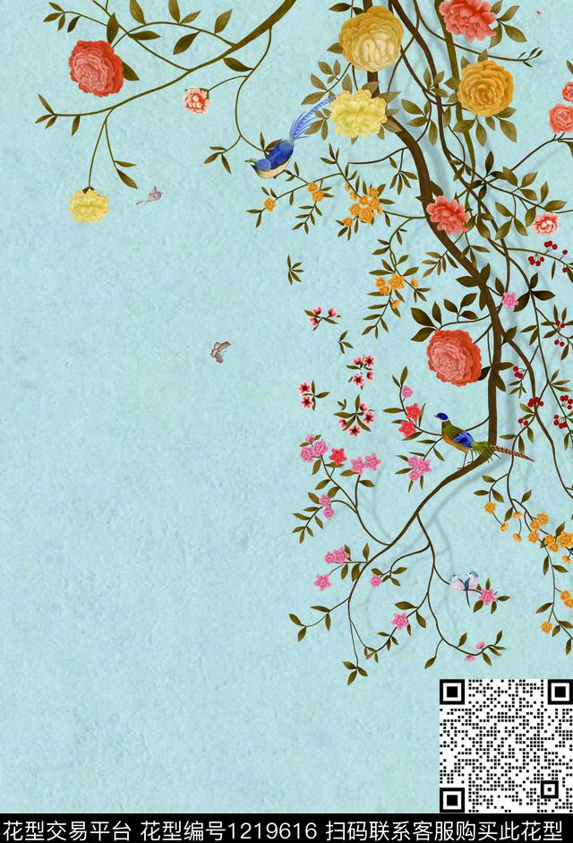 201906071832.jpg - 1219616 - 数码花型 花卉 绿植树叶 - 数码印花花型 － 女装花型设计 － 瓦栏