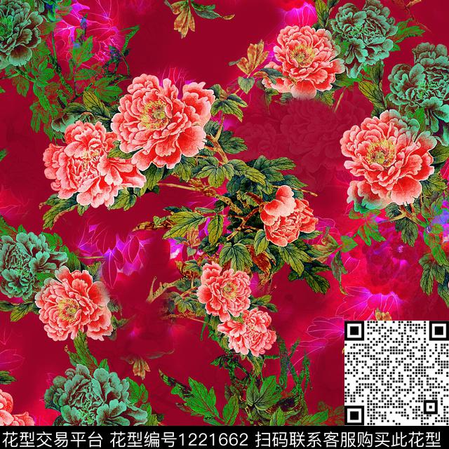 C-0008.jpg - 1221662 - 花卉 植物 牡丹 - 数码印花花型 － 女装花型设计 － 瓦栏