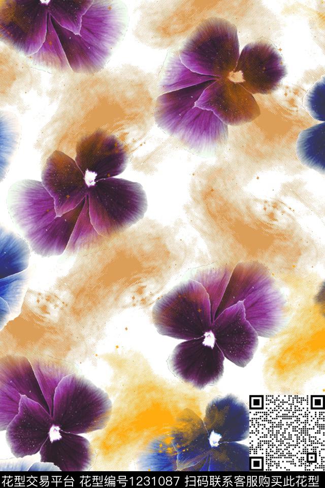 pj221.jpg - 1231087 - 春夏花型 花卉 数码花型 - 数码印花花型 － 女装花型设计 － 瓦栏