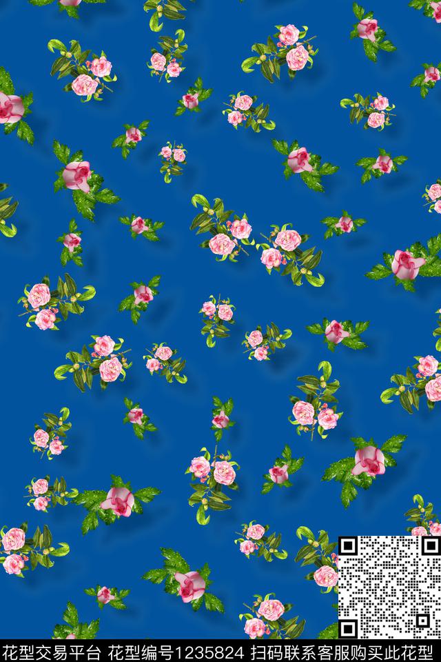 MH0666202.jpg - 1235824 - 数码花型 花卉 春夏花型 - 数码印花花型 － 女装花型设计 － 瓦栏