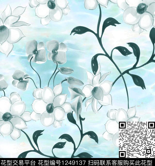 SA 0105.jpg - 1249137 - 数码花型 小清新 手绘 - 数码印花花型 － 女装花型设计 － 瓦栏