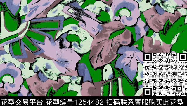叶子.jpg - 1254482 - 中东 卫衣 日本 - 数码印花花型 － 女装花型设计 － 瓦栏