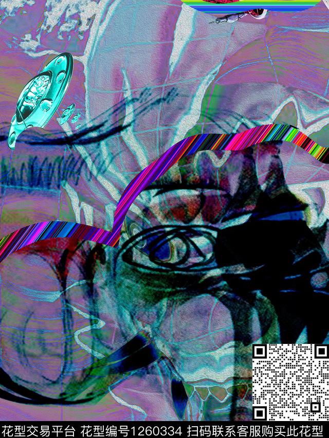 幻想构成-zetan.jpg - 1260334 - 大牌风 数码花型 迷幻 - 数码印花花型 － 女装花型设计 － 瓦栏