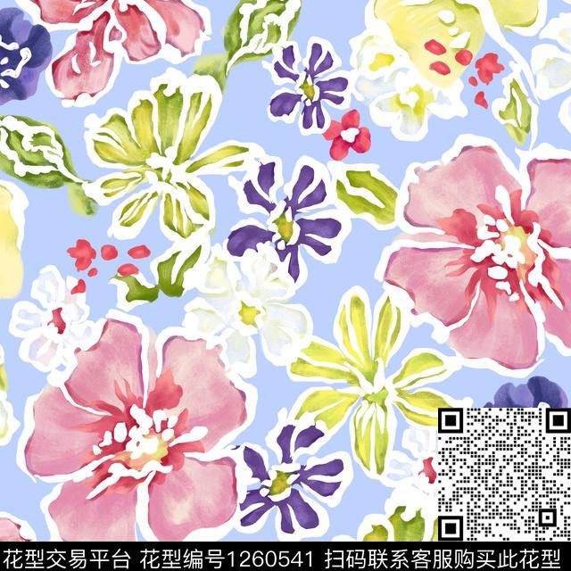 天堂花园1(g).jpg - 1260541 - 花卉 大牌风 绿植树叶 - 传统印花花型 － 女装花型设计 － 瓦栏