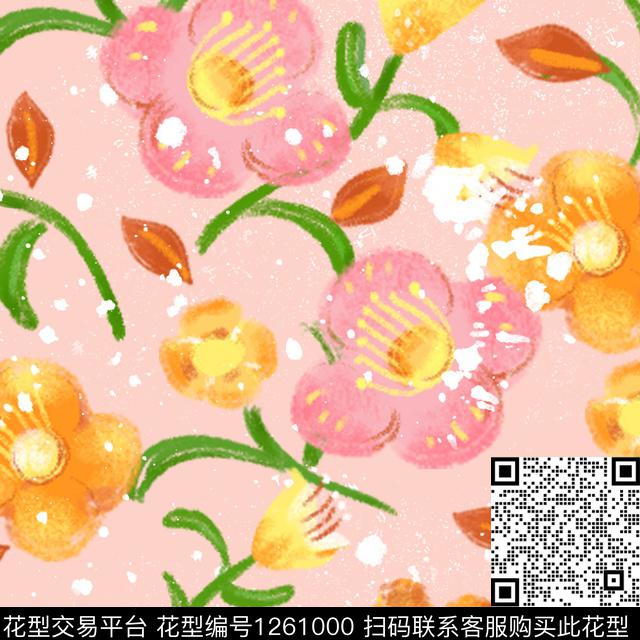 天堂花园2(b).jpg - 1261000 - 花卉 大牌风 天堂花园 - 传统印花花型 － 女装花型设计 － 瓦栏