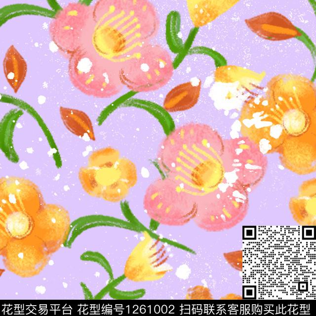 天堂花园2(d).jpg - 1261002 - 花卉 大牌风 天堂花园 - 传统印花花型 － 女装花型设计 － 瓦栏