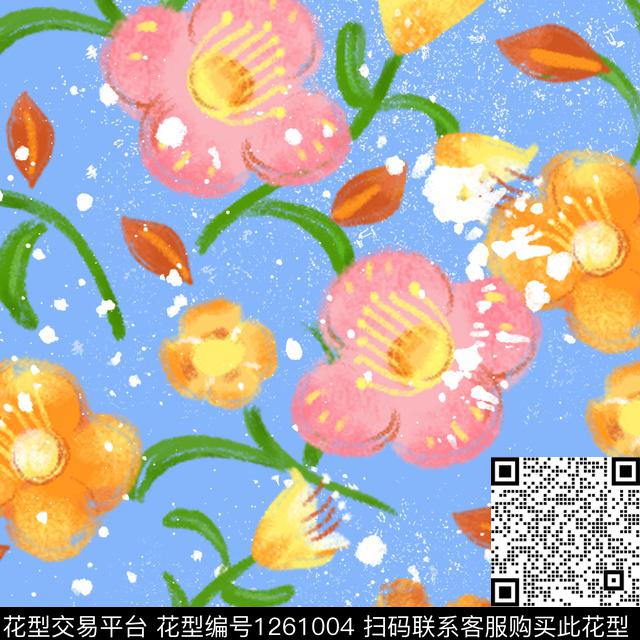 天堂花园2(f).jpg - 1261004 - 花卉 大牌风 天堂花园 - 传统印花花型 － 女装花型设计 － 瓦栏