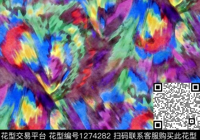 M1910180H.tif - 1274282 - 水彩 抽象 手绘 - 数码印花花型 － 女装花型设计 － 瓦栏