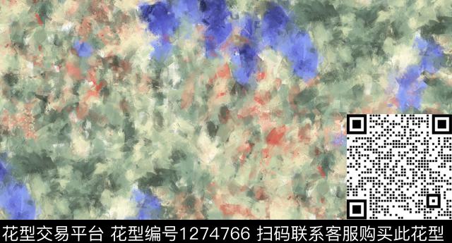 M1910185G.tif - 1274766 - 抽象 手绘 油画印象派 - 数码印花花型 － 女装花型设计 － 瓦栏