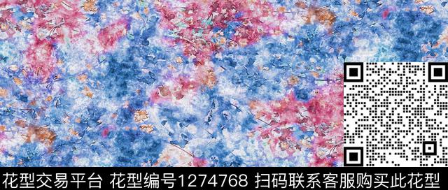 M1910186F.tif - 1274768 - 水彩 花卉 抽象 - 数码印花花型 － 女装花型设计 － 瓦栏