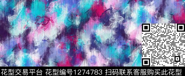 M1911009G.tif - 1274783 - 抽象 手绘 油画印象派 - 数码印花花型 － 女装花型设计 － 瓦栏