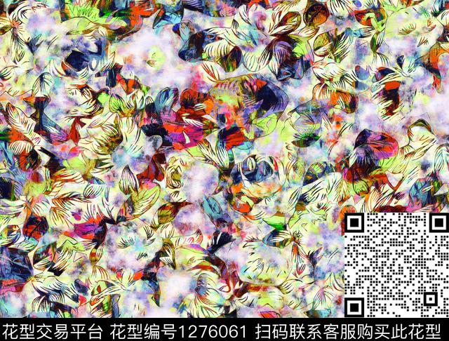 G1911039J.tif - 1276061 - 抽象 手绘 艺术绘画 - 数码印花花型 － 女装花型设计 － 瓦栏