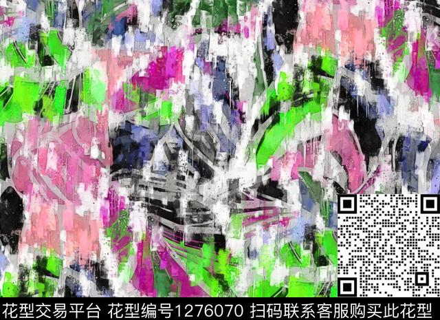G1911045J.tif - 1276070 - 抽象 手绘 艺术绘画 - 数码印花花型 － 女装花型设计 － 瓦栏