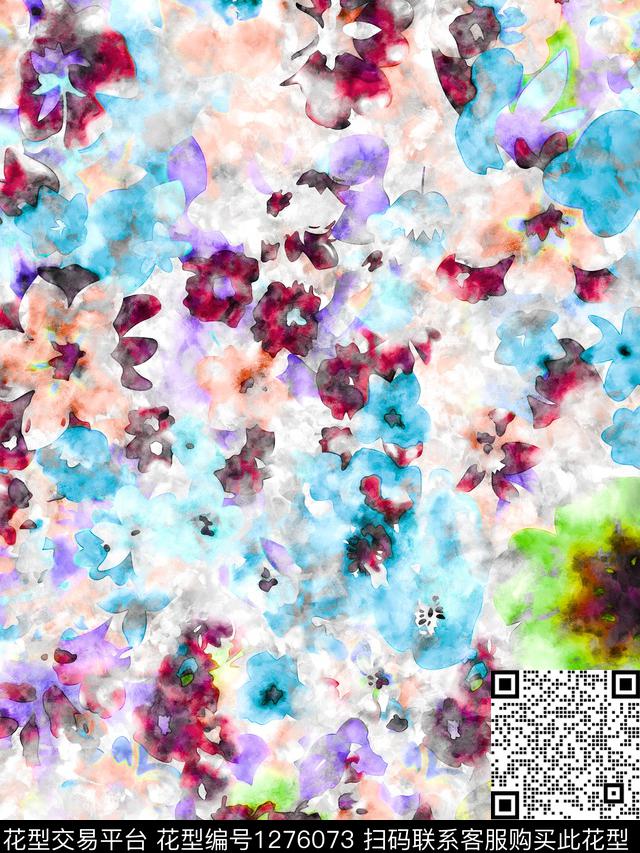 G1911048J.tif - 1276073 - 抽象 手绘 艺术绘画 - 数码印花花型 － 女装花型设计 － 瓦栏