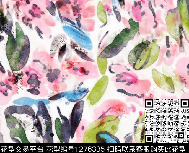 G1911054H.tif - 1276335 - 水彩 抽象 手绘 - 数码印花花型 － 女装花型设计 － 瓦栏