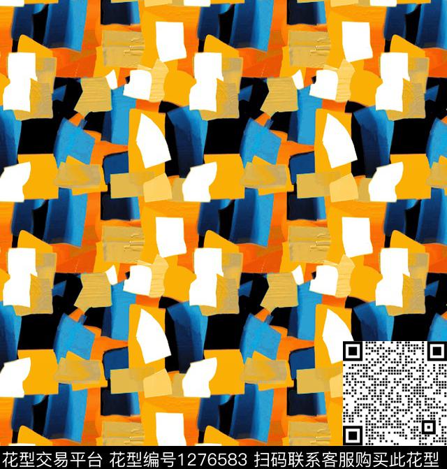 R1911015.jpg - 1276583 - 手绘 几何 abstract - 数码印花花型 － 女装花型设计 － 瓦栏